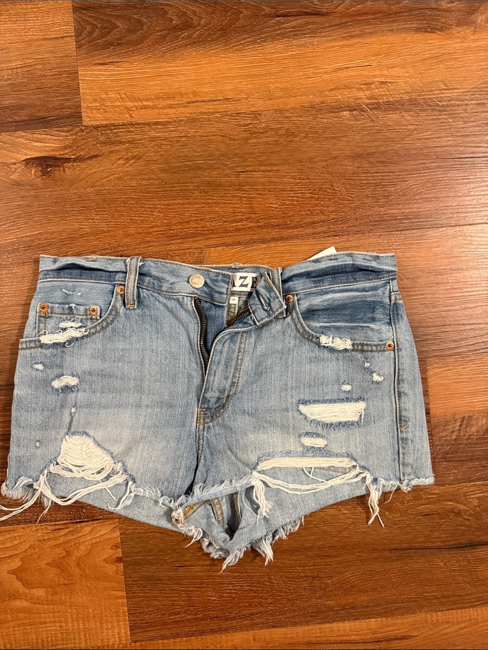 Light Wash Distressed Denim Jean Shorts - Women